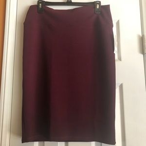Rare Solid Burgundy LuLaRoe Cassie Skirt, Size L